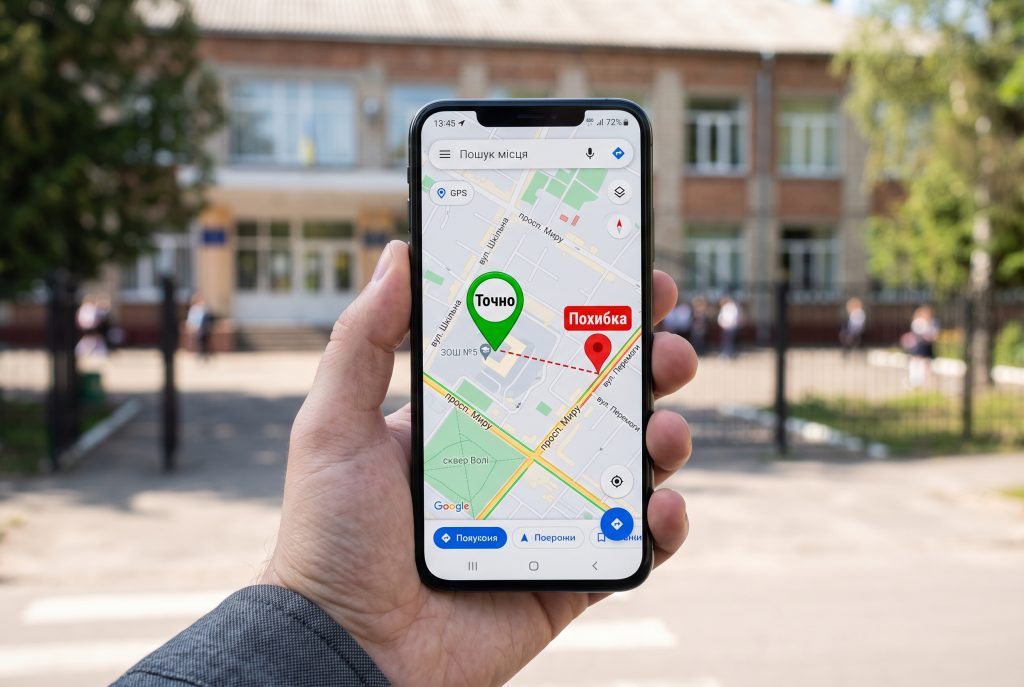 додаток смартфона з картою точності геолокації